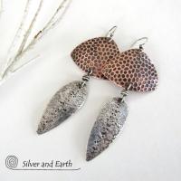 Sterling Silver & Copper Mixed Metal Earrings - Mod Contemporary Jewelry