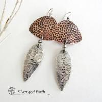 Sterling Silver & Copper Mixed Metal Earrings - Mod Contemporary Jewelry