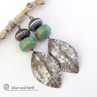 Big Bold Sterling Silver & Turquoise Earrings - Southwest Silver Jewelry