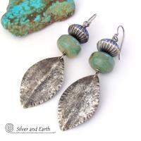 Big Bold Sterling Silver & Turquoise Earrings - Southwest Silver Jewelry