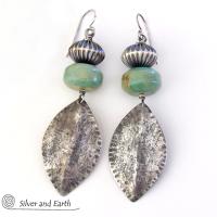 Big Bold Sterling Silver & Turquoise Earrings - Southwest Silver Jewelry