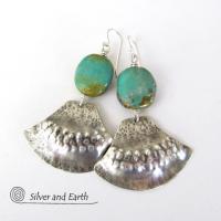 Unique Sterling Silver & Turquoise Earrings - Tribal Southwest Sterling Jewelry