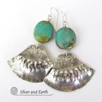 Unique Sterling Silver & Turquoise Earrings - Tribal Southwest Sterling Jewelry