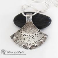 Sterling Silver Necklace with Tribal Design - Handcrafted Unique Silver Jewelry