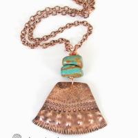 Natural Turquoise & Copper Necklace - Bold Exotic Boho Tribal Jewelry