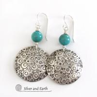 Sterling Silver & Turquoise Earrings - Unique Handcrafted Artisan Silver Jewelry