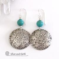 Sterling Silver & Turquoise Earrings - Unique Handcrafted Artisan Silver Jewelry