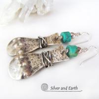 Turquoise & Sterling Silver Earrings - Bold Unique Statement Jewelry