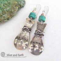 Turquoise & Sterling Silver Earrings - Bold Unique Statement Jewelry