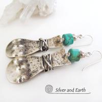 Turquoise & Sterling Silver Earrings - Bold Unique Statement Jewelry