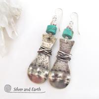 Turquoise & Sterling Silver Earrings - Bold Unique Statement Jewelry