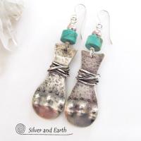 Turquoise & Sterling Silver Earrings - Bold Unique Statement Jewelry