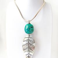 Sterling Silver Feather Necklace with Turquoise - Modern Southwestern Jewelry