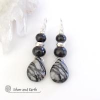 Zebra Jasper Earrings - Earthy Natural Stone Jewelry