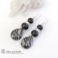 Zebra Jasper Earrings - Earthy Natural Stone Jewelry