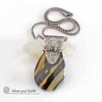 Zebra Jasper Sterling Silver Necklace - Handcrafted Silver & Stone Jewelry