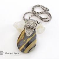 Zebra Jasper Sterling Silver Necklace - Handcrafted Silver & Stone Jewelry