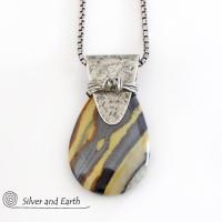 Zebra Jasper Sterling Silver Necklace - Handcrafted Silver & Stone Jewelry