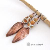 African Tribal Copper Earrings with Etched Agate Stones - African Style Jewelry