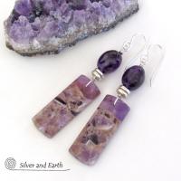 Natural Purple Amethyst Gemstone Earrings - February Birthstone Jewelry