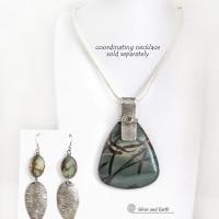 Handcrafted Long Sterling Silver Dangle Earrings with Natural Picasso Jasper Stones