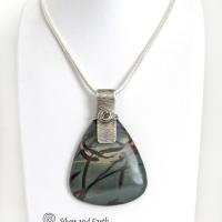 Large Picasso Jasper Sterling Silver Statement Necklace - One of Kind Natural Stone Jewelry