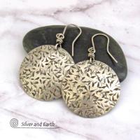 Big Bold Round Sterling Silver Earrings with Hand Stamped Texture