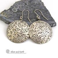 Big Bold Round Sterling Silver Earrings with Hand Stamped Texture