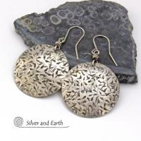 Big Bold Round Sterling Silver Earrings with Hand Stamped Texture