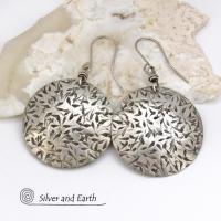 Big Bold Round Sterling Silver Earrings with Hand Stamped Texture