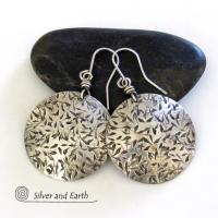 Big Bold Round Sterling Silver Earrings with Hand Stamped Texture
