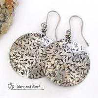 Big Bold Round Sterling Silver Earrings with Hand Stamped Texture