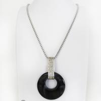Modern Sterling Silver Necklace with Round Black Onyx Gemstone - Handmade Artisan Sterling Jewelry