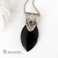 Sterling Silver & Black Onyx Pendant Necklace - Handcrafted Sterling & Gemstone Jewelry