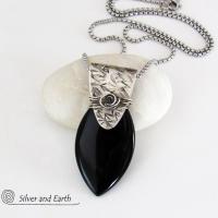 Sterling Silver & Black Onyx Pendant Necklace - Handcrafted Sterling & Gemstone Jewelry