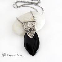 Sterling Silver & Black Onyx Pendant Necklace - Handcrafted Sterling & Gemstone Jewelry