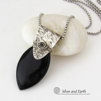 Sterling Silver & Black Onyx Pendant Necklace - Handcrafted Sterling & Gemstone Jewelry