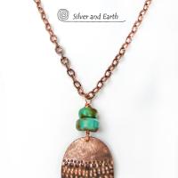 Boho Chic Copper Necklace with Natural Turquoise Stones - Rustic Earthy Bohemian Jewelry