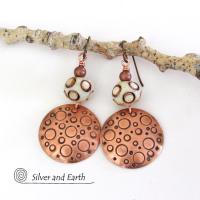 Copper Tribal Earrings with African Carved Bone - Bohemian Boho Tribal Jewelry