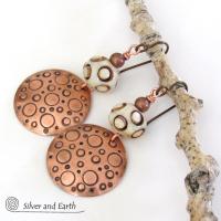 Copper Tribal Earrings with African Carved Bone - Bohemian Boho Tribal Jewelry