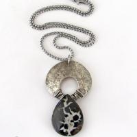 Septarian Fossil Sterling Silver Necklace - Unique One of a Kind Fossil Stone Jewelry