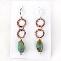 CUSTOM ORDER FOR ANGELE - Copper Earrings with Natural Turquoise Nuggets