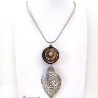 Sterling Silver Necklace with Black Banded Eye Agate Gemstone - Unique Earthy Natural Stone Jewelry