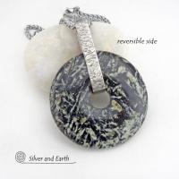 Black Fireworks Jasper Pendant Necklace - Unique Natural One of a Kind Stone Jewelry