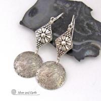 Handcrafted Sterling Silver Earrings with Flower Beads - Nature Jewelry Gifts for Women