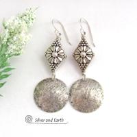 Handcrafted Sterling Silver Earrings with Flower Beads - Nature Jewelry Gifts for Women