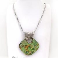 Green Rhyolite Jasper Sterling Silver Necklace - Handcrafted Unique One of a Kind Natural Stone Jewelry