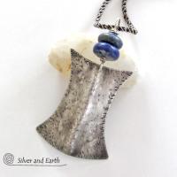 Lapis Lazuli Sterling Silver Necklace - Ethnic Tribal Inspired Jewelry