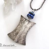 Lapis Lazuli Sterling Silver Necklace - Ethnic Tribal Inspired Jewelry