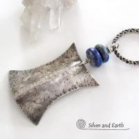 Lapis Lazuli Sterling Silver Necklace - Ethnic Tribal Inspired Jewelry